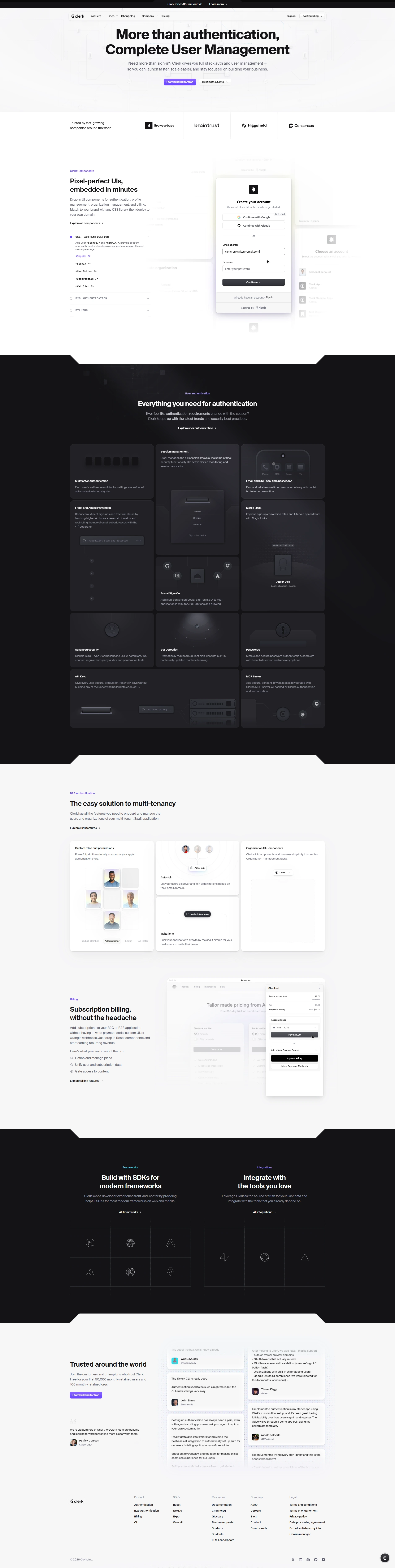 Clerk Full Page screenshot