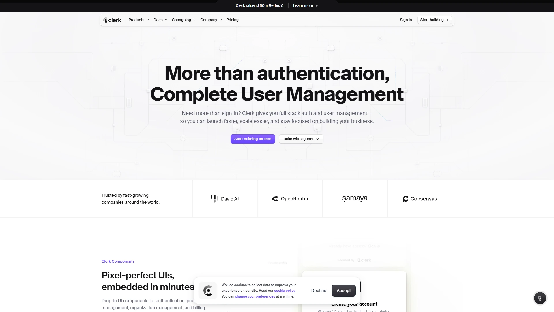 Clerk Full Page screenshot