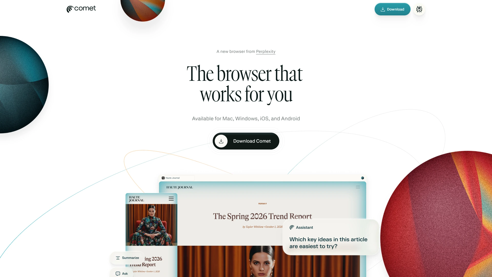 Comet Full Page screenshot