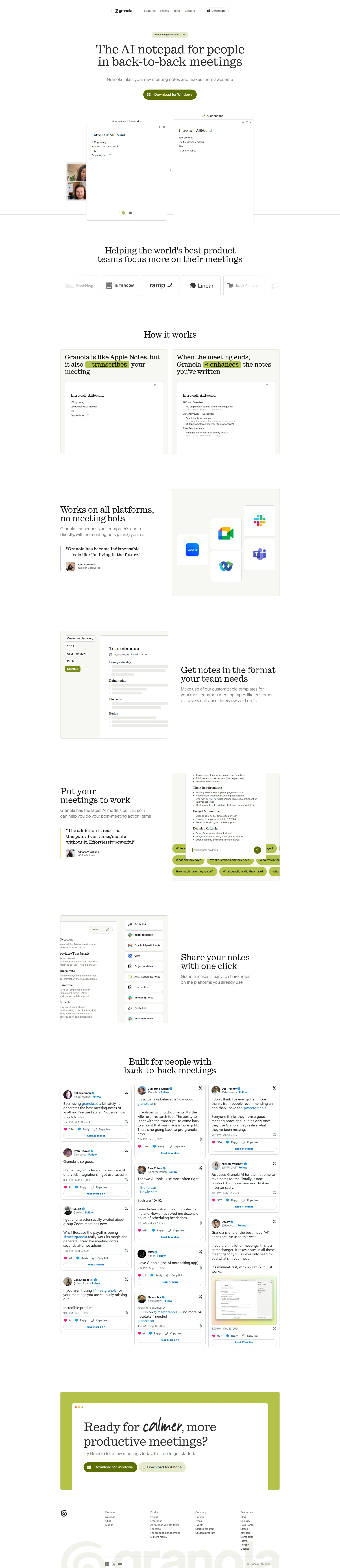 Granola Full Page screenshot