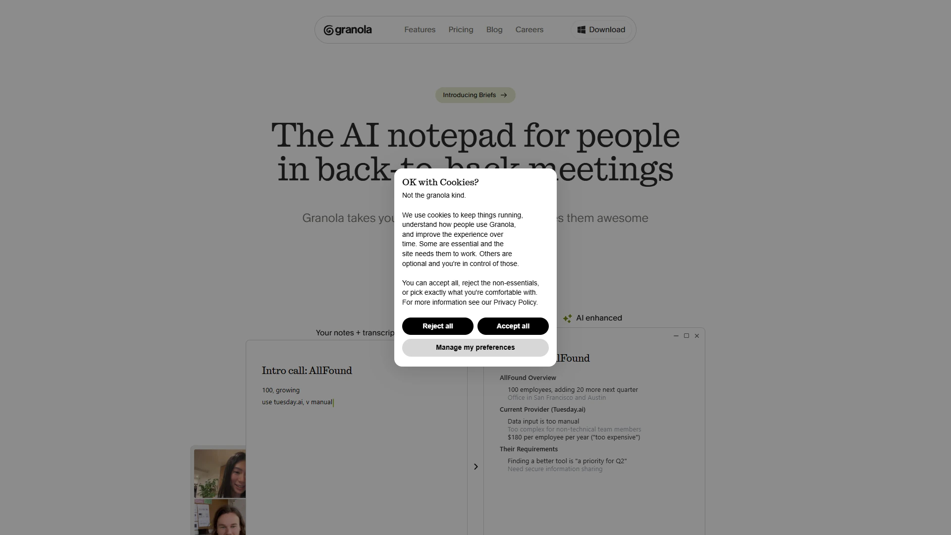 Granola Full Page screenshot